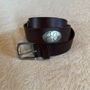 Men’s Zep-pro full grain leather belt with Clemson Tiger emblems